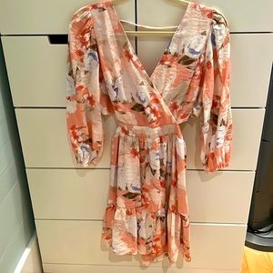 Express Floral Print Tie Back Dress